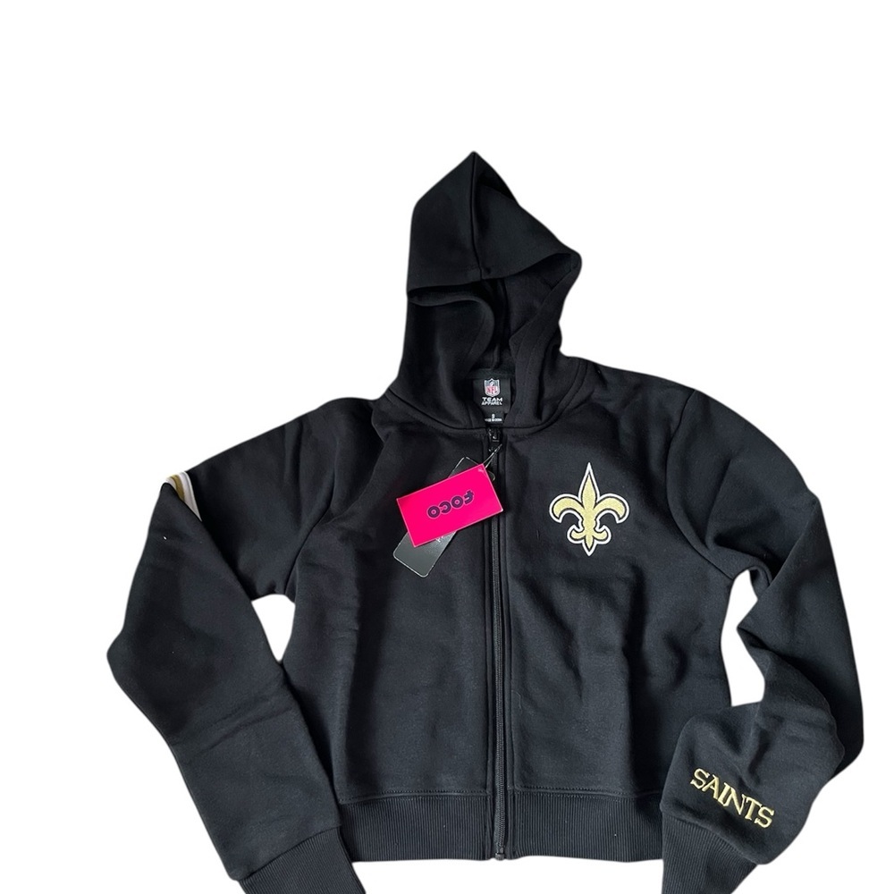 NFL New Orleans Saints Cropped Zip-Up Hoodie